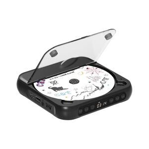 Portable CD Player Bluetooth Dual Speakers Rechargeable AUX USB Black